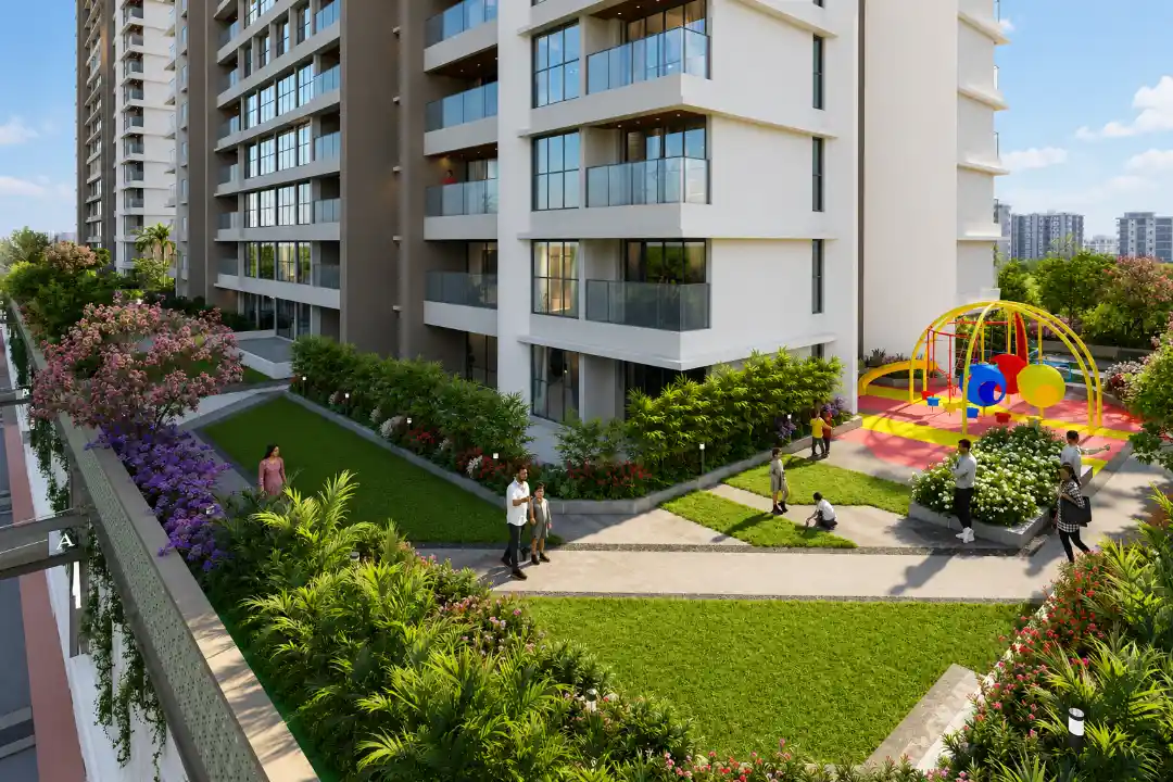 Landscaped podium gardens and kids play area